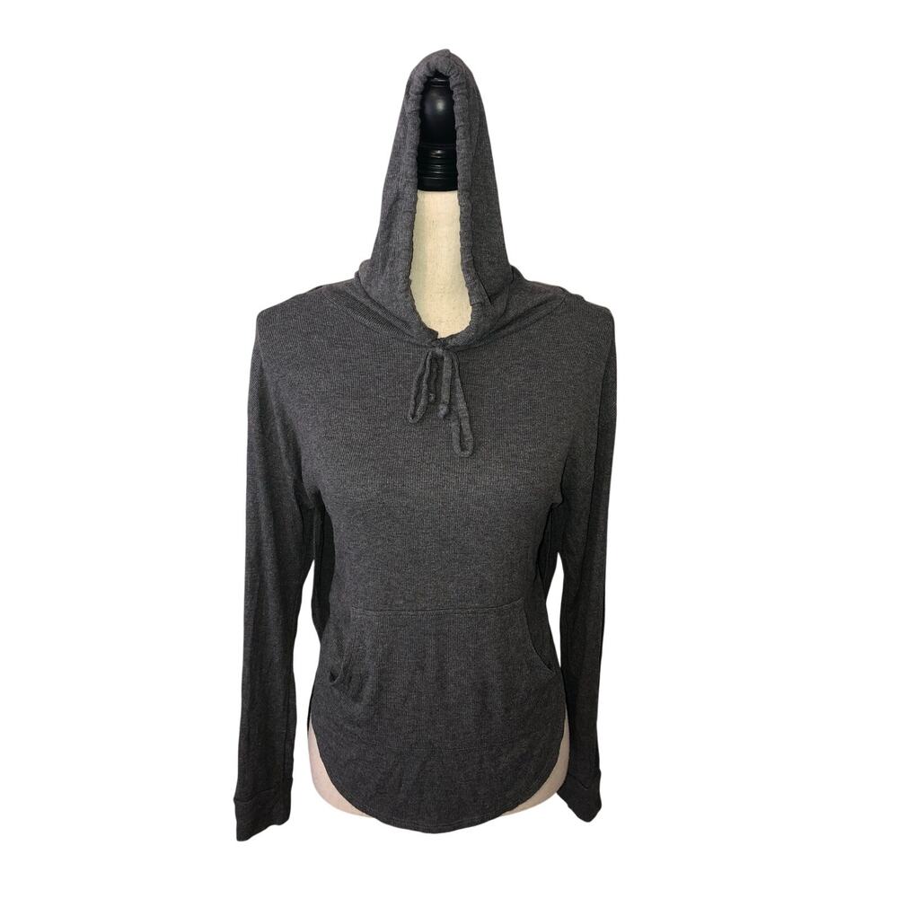 Good hYOUman Hoodie Size XS Gray Cutout Knit Top Long Sleeve Ribbed Sporty